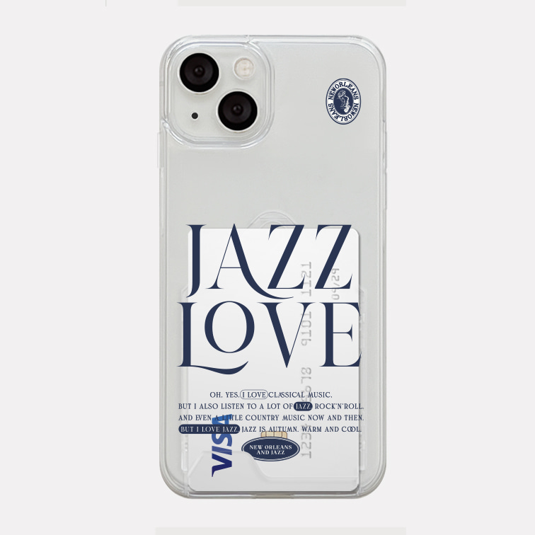 jazz love 레터링 디자인 [투명 카드수납 폰케이스]아이폰14 13 12 미니 mini 엑스 프로 pro max 맥스 갤럭시 Z플립 스마트 변색없는 젤리 감성