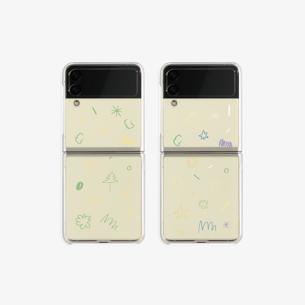 드림썸머 디자인 [제트플립 클리어하드 폰케이스]아이폰14 13 12 미니 mini 엑스 프로 pro max 맥스 갤럭시 Z플립 스마트 변색없는 젤리 감성