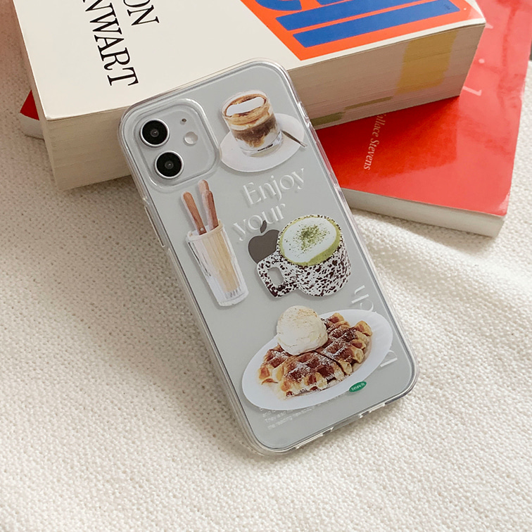 enjoy brunch 디자인 [클리어 폰케이스]아이폰14 13 12 미니 mini 엑스 프로 pro max 맥스 갤럭시 Z플립 스마트 변색없는 젤리 감성