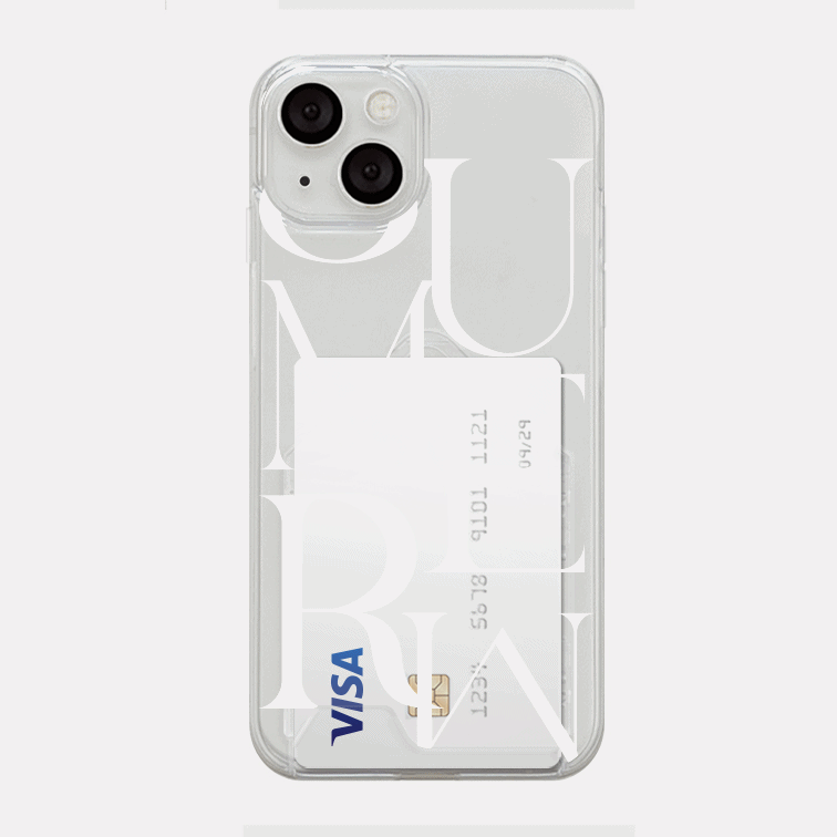 썸머무드 레터링 디자인 [투명 카드수납 폰케이스]아이폰14 13 12 미니 mini 엑스 프로 pro max 맥스 갤럭시 Z플립 스마트 변색없는 젤리 감성
