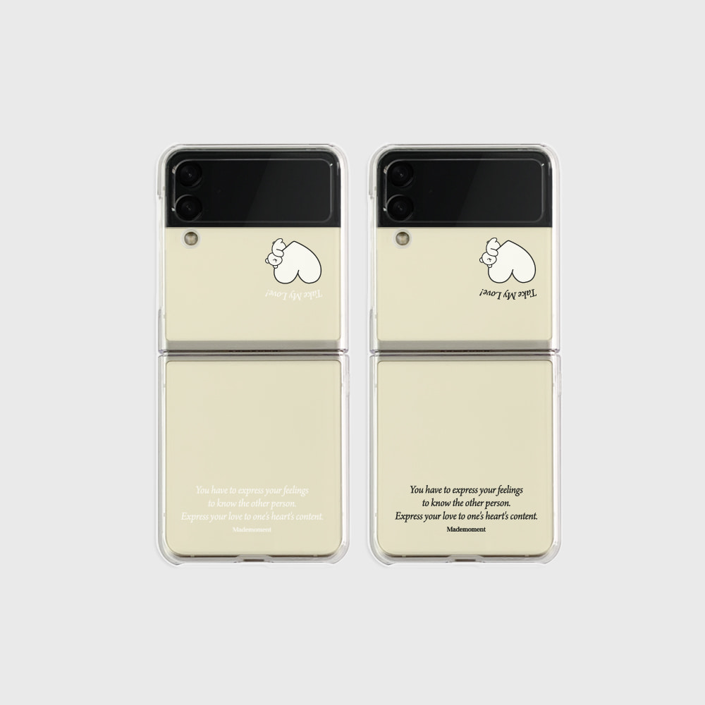 마이러브 모모베어 레터링 디자인 [제트플립 클리어하드 폰케이스]아이폰14 13 12 미니 mini 엑스 프로 pro max 맥스 갤럭시 Z플립 스마트 변색없는 젤리 감성
