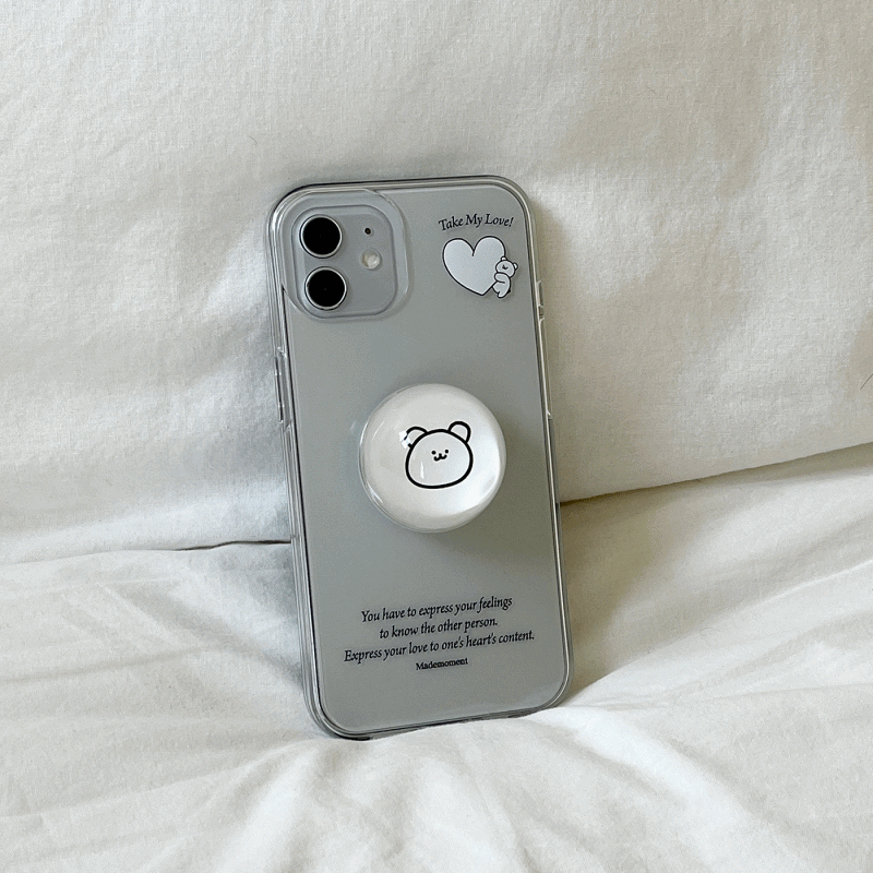 마이러브 모모베어 레터링 디자인 [클리어 폰케이스]아이폰14 13 12 미니 mini 엑스 프로 pro max 맥스 갤럭시 Z플립 스마트 변색없는 젤리 감성