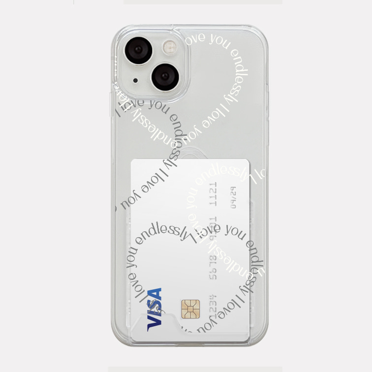 더블하트 레터링 디자인 [투명 카드수납 폰케이스]아이폰14 13 12 미니 mini 엑스 프로 pro max 맥스 갤럭시 Z플립 스마트 변색없는 젤리 감성